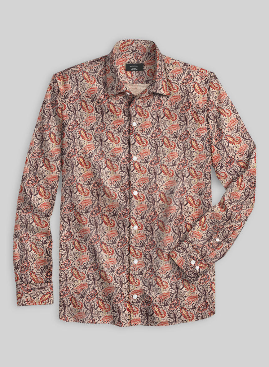 Sandscript Paisley Linen Cotton Shirt - StudioSuits