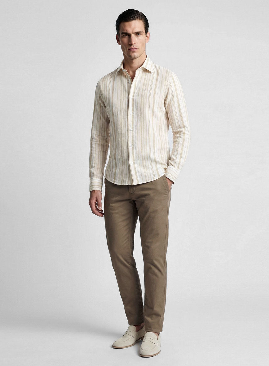 Sandstone Stripe Cotton Shirt - StudioSuits