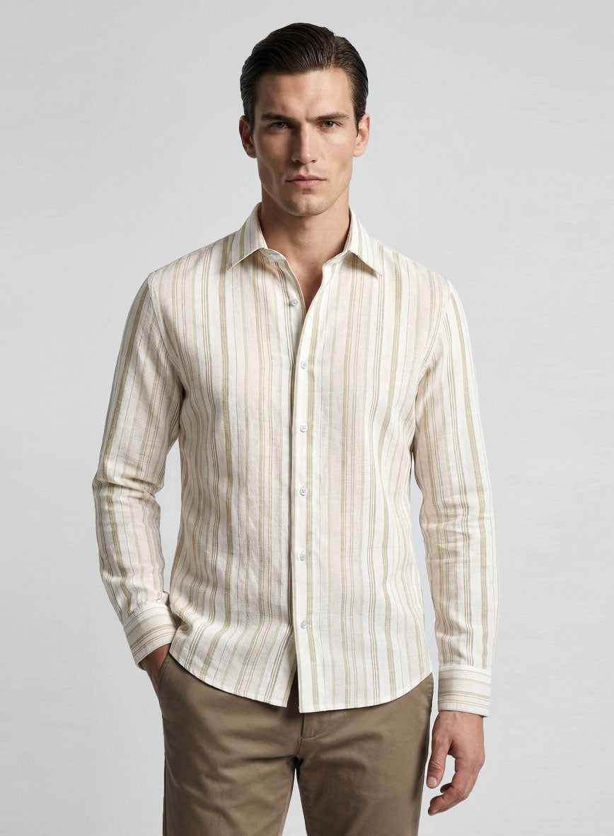 Sandstone Stripe Cotton Shirt - StudioSuits