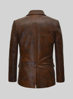 Spanish Brown Medieval Leather Blazer - StudioSuits