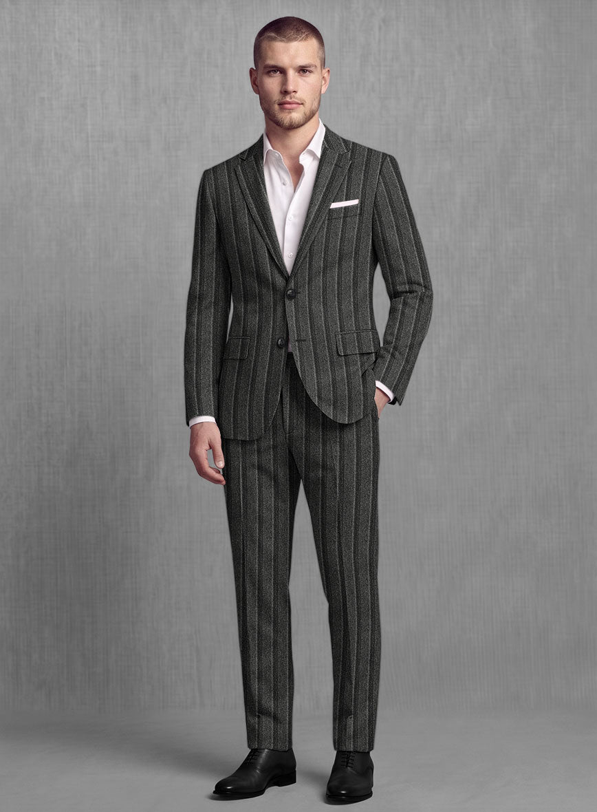 Sartori Leocadia Charcoal Stripe Soft Tweed Suit - StudioSuits
