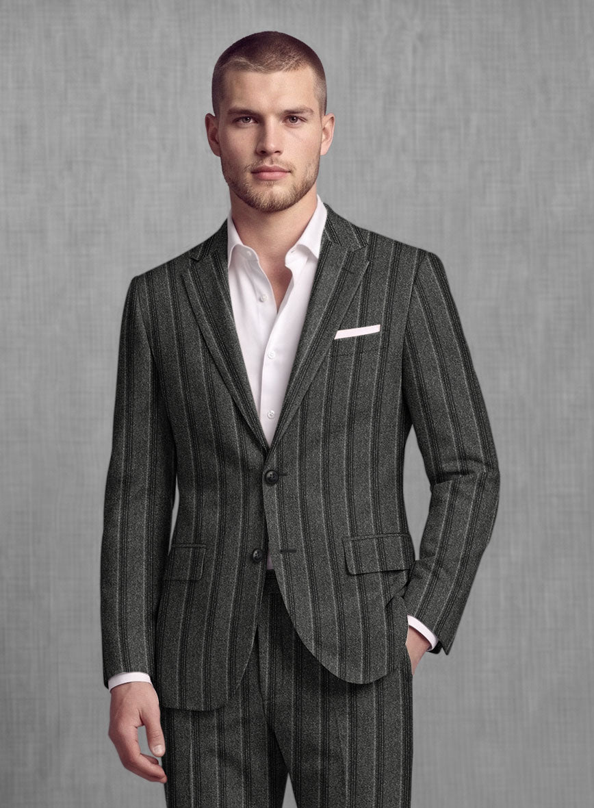 Sartori Leocadia Charcoal Stripe Soft Tweed Suit - StudioSuits