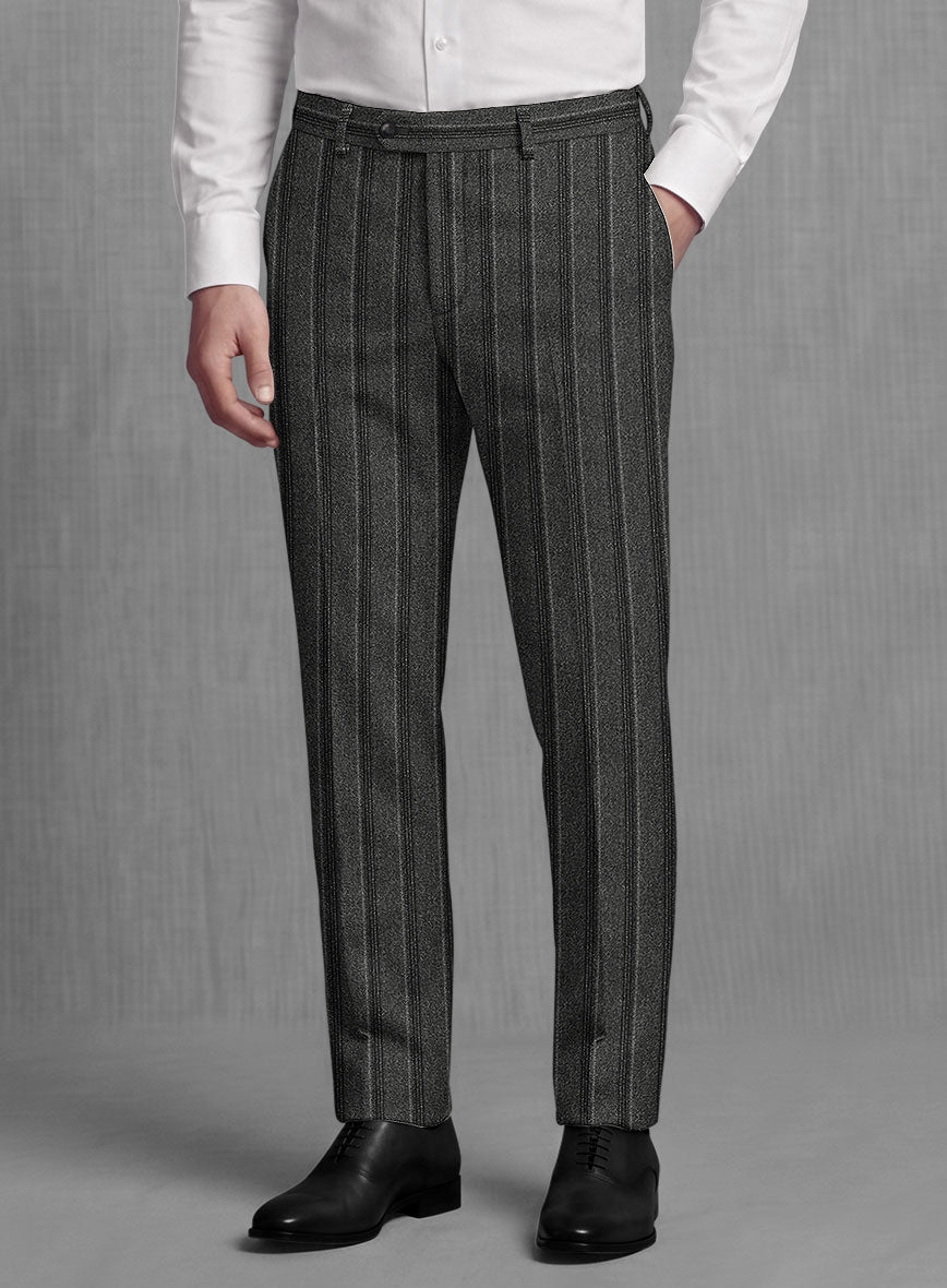 Sartori Leocadia Charcoal Stripe Soft Tweed Pants - StudioSuits