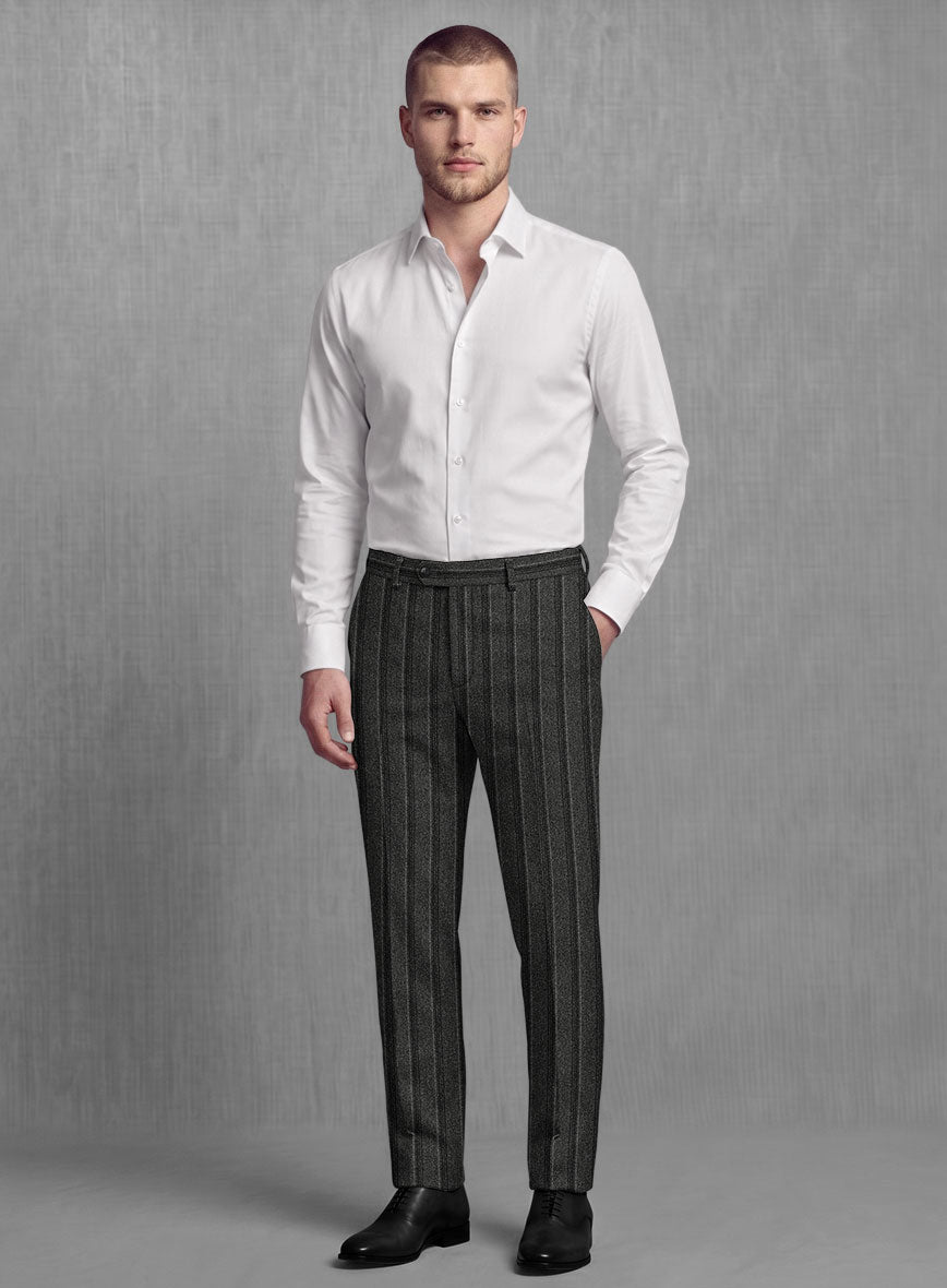 Sartori Leocadia Charcoal Stripe Soft Tweed Pants - StudioSuits
