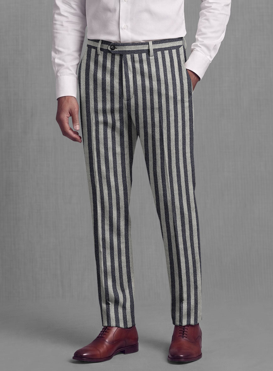 Sartori Neri Marine Bold Stripe Soft Tweed Pants - StudioSuits