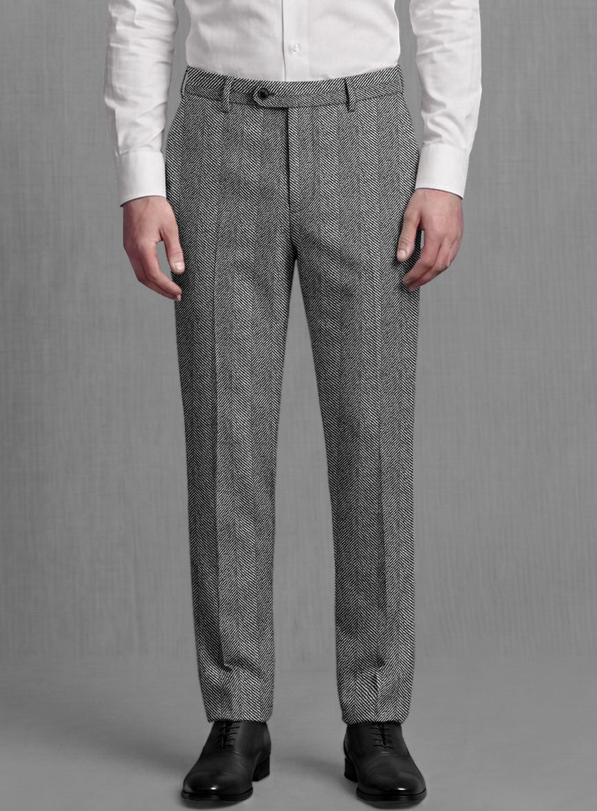 Sartori Teobaldo Gray Herringbone Soft Tweed Pants - StudioSuits