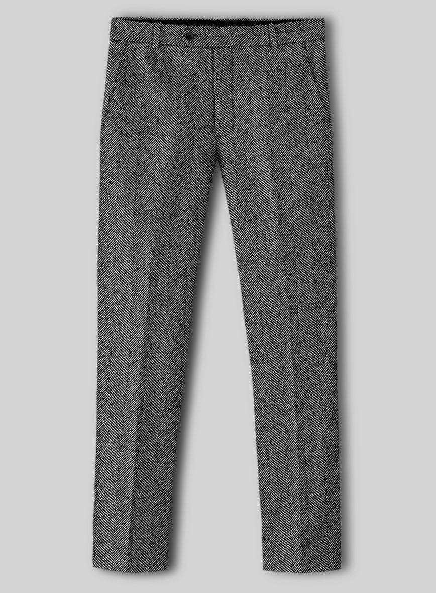 Sartori Teobaldo Gray Herringbone Soft Tweed Pants - StudioSuits