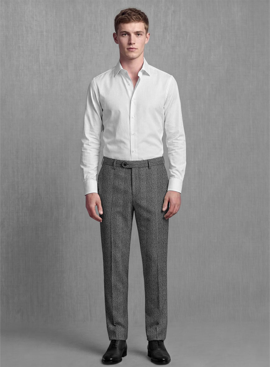 Sartori Teobaldo Gray Herringbone Soft Tweed Pants - StudioSuits