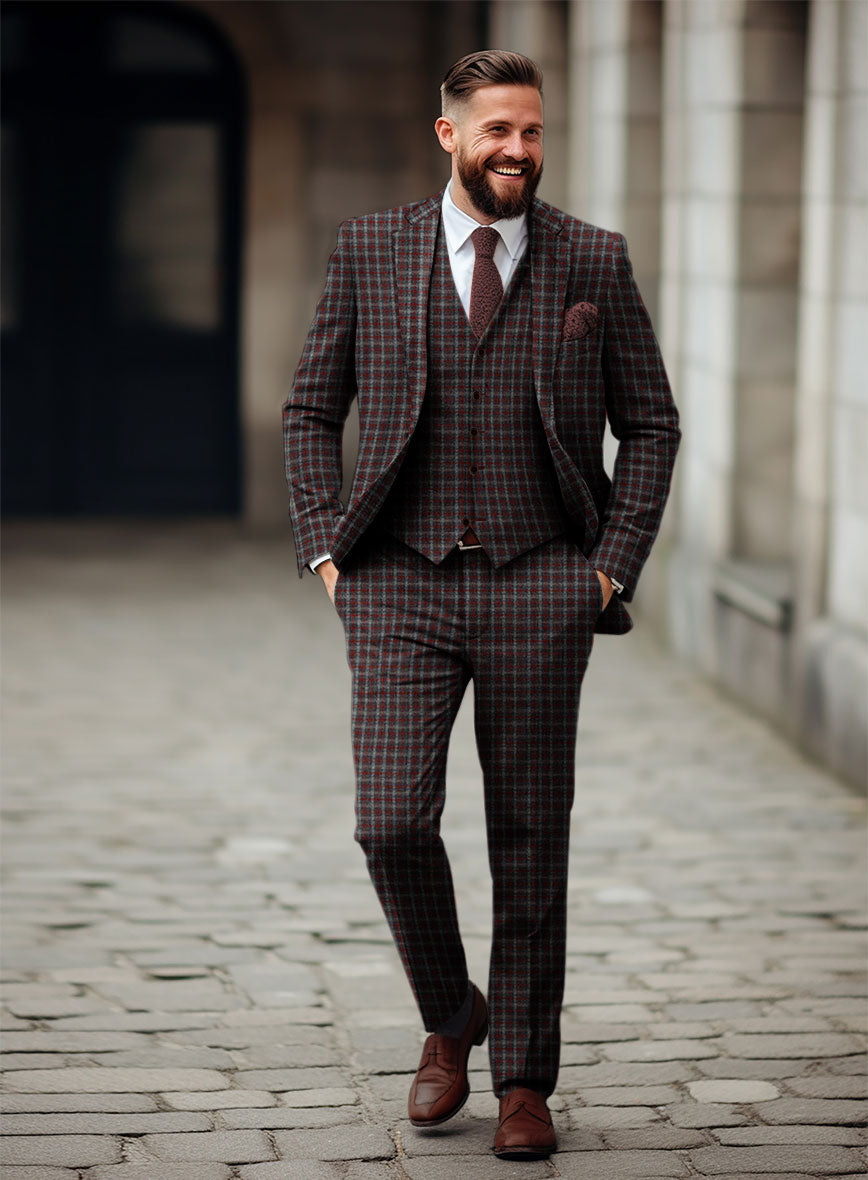 Sartori Ambrogio Red Check Soft Tweed Suit – StudioSuits