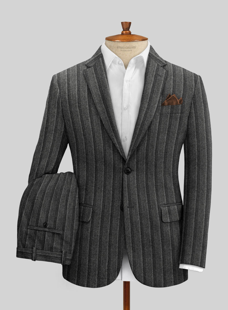 Sartori Leocadia Charcoal Stripe Soft Tweed Suit - StudioSuits