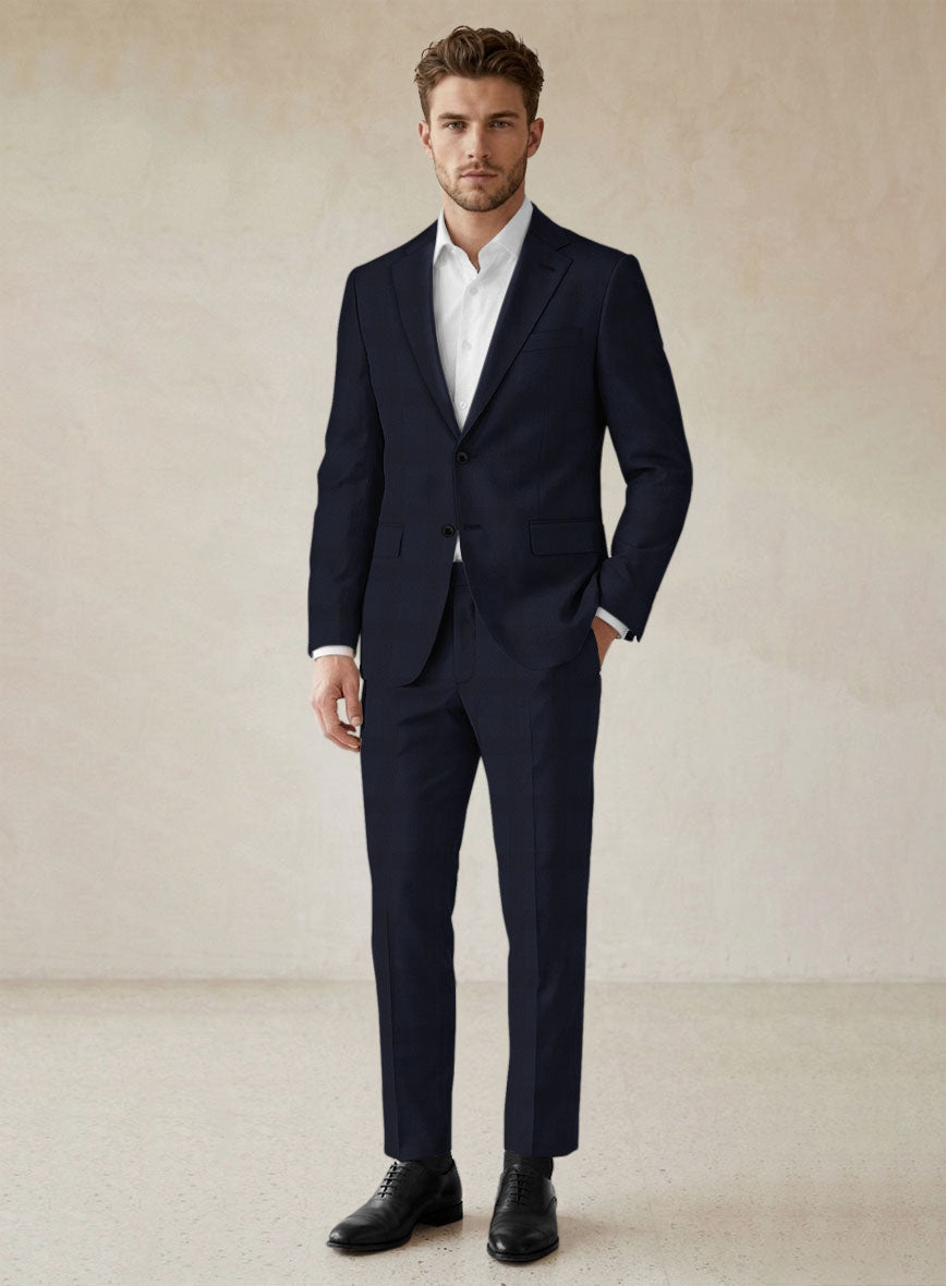 Scabal Aleyo Checks Blue Wool Suit - StudioSuits