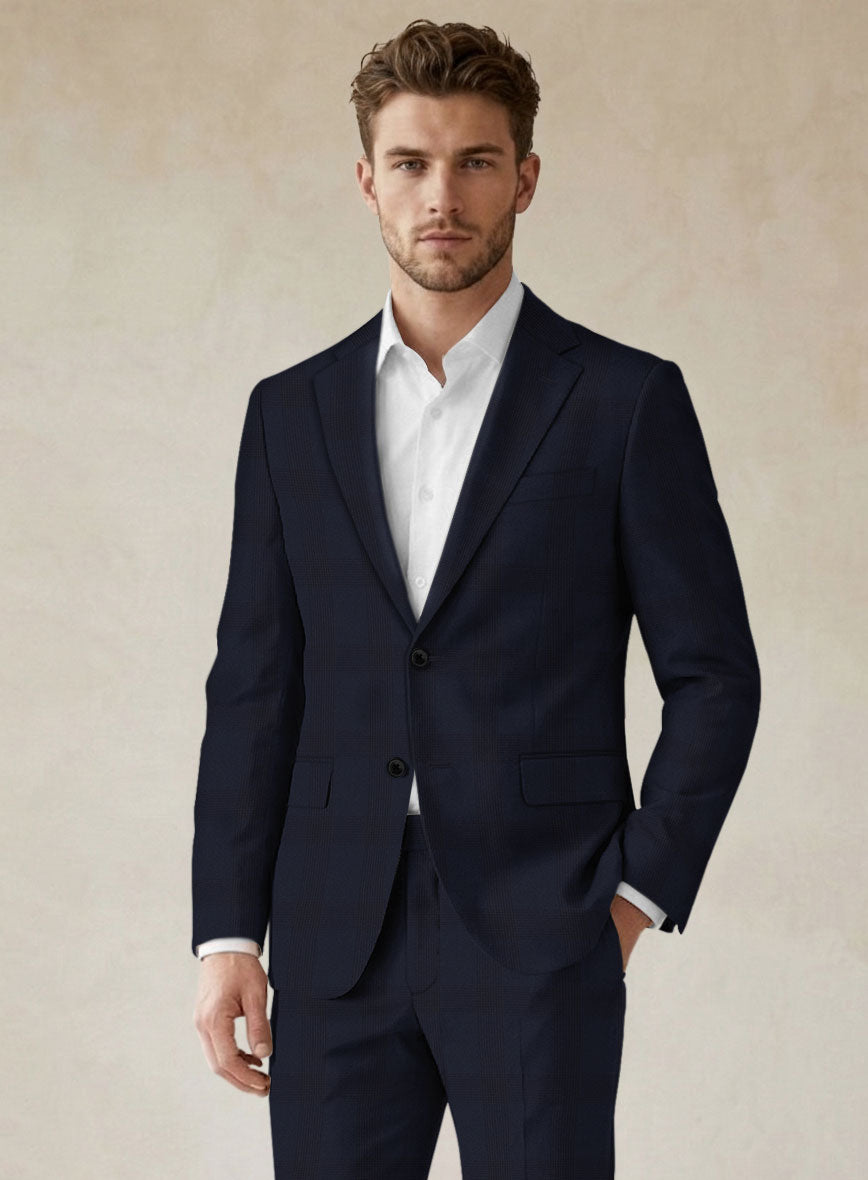 Scabal Aleyo Checks Blue Wool Jacket - StudioSuits