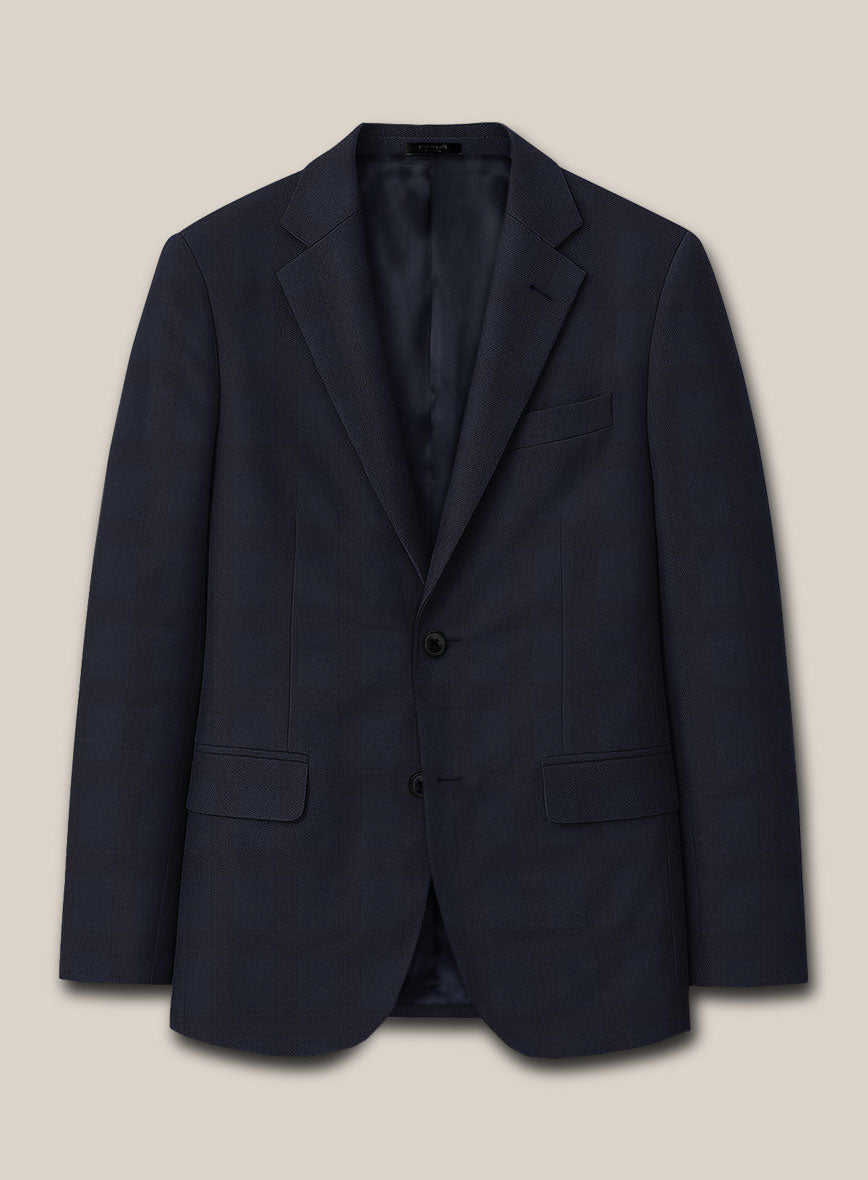 Scabal Aleyo Checks Blue Wool Jacket - StudioSuits