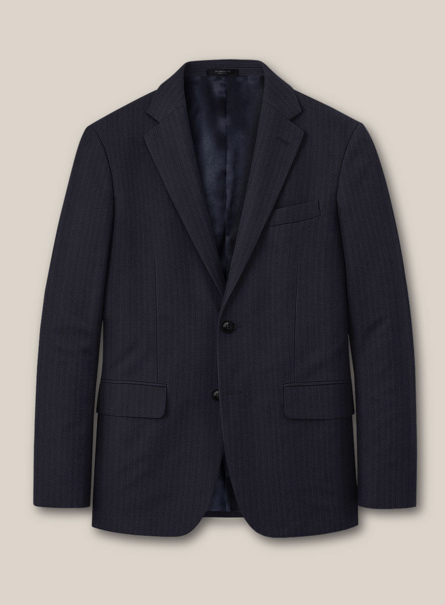 Scabal Alsa Stripe Blue Wool Jacket - StudioSuits