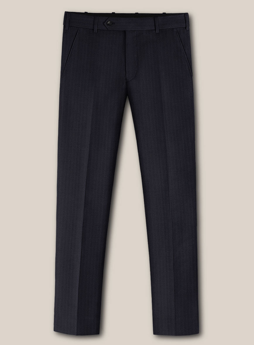 Scabal Alsa Stripe Blue Wool Pants - StudioSuits