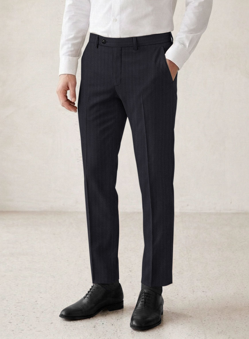 Scabal Alsa Stripe Blue Wool Suit - StudioSuits