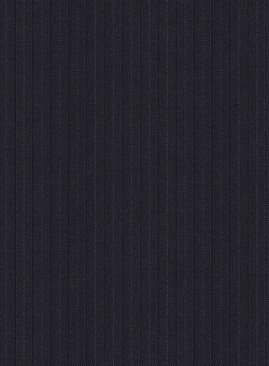 Scabal Alsa Stripe Blue Wool Pants - StudioSuits