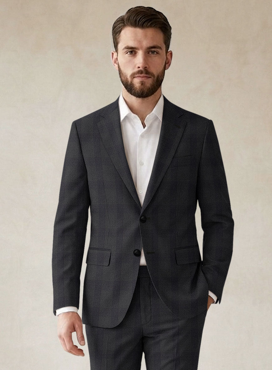 Scabal Arriol Checks Charcoal Wool Jacket - StudioSuits