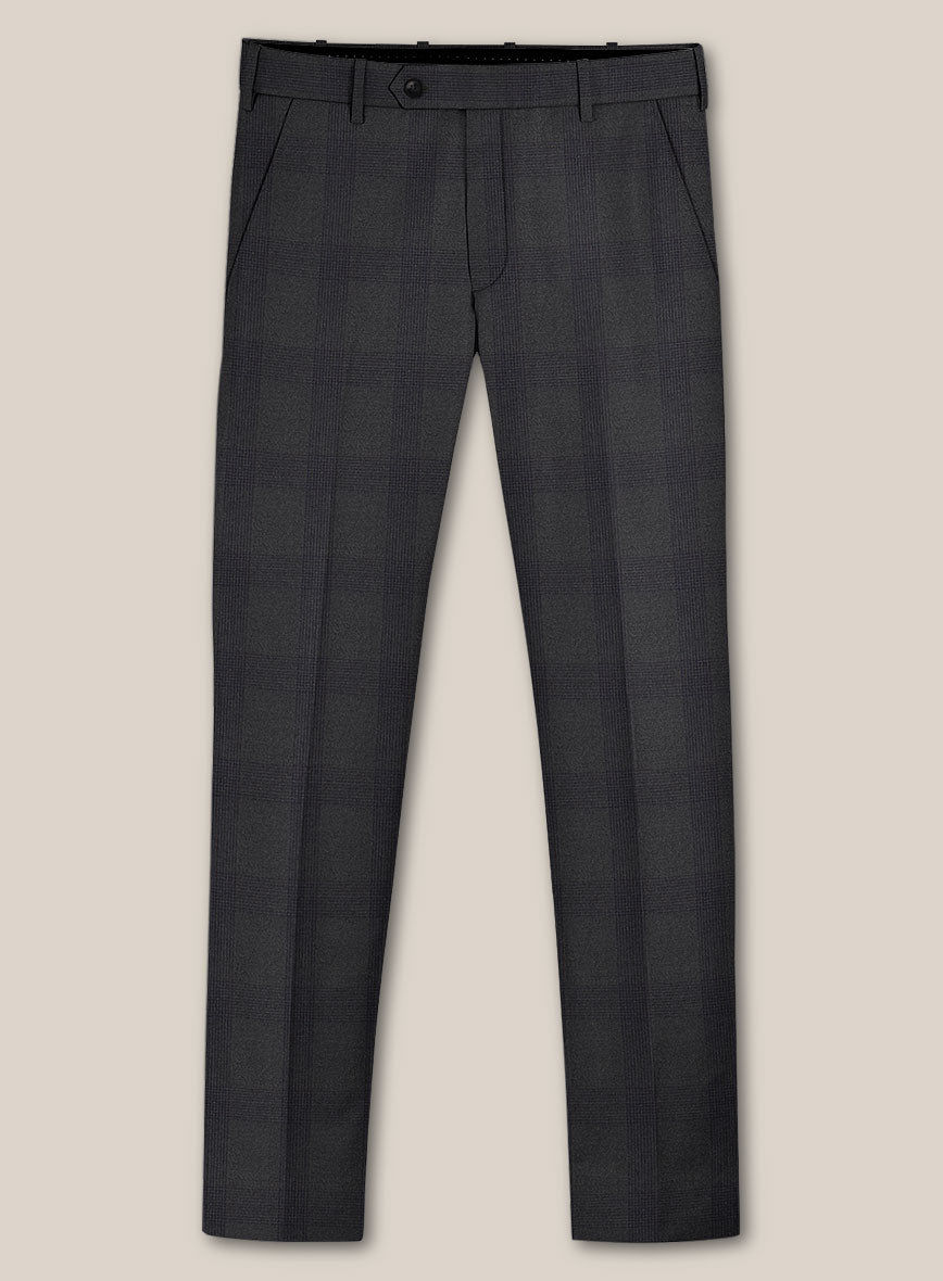 Scabal Arriol Checks Charcoal Wool Pants - StudioSuits