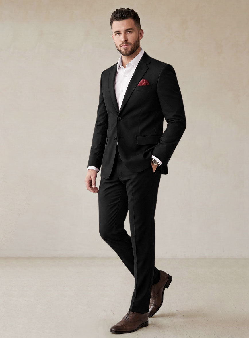 Scabal Black Cashmere Cotton Suit - StudioSuits