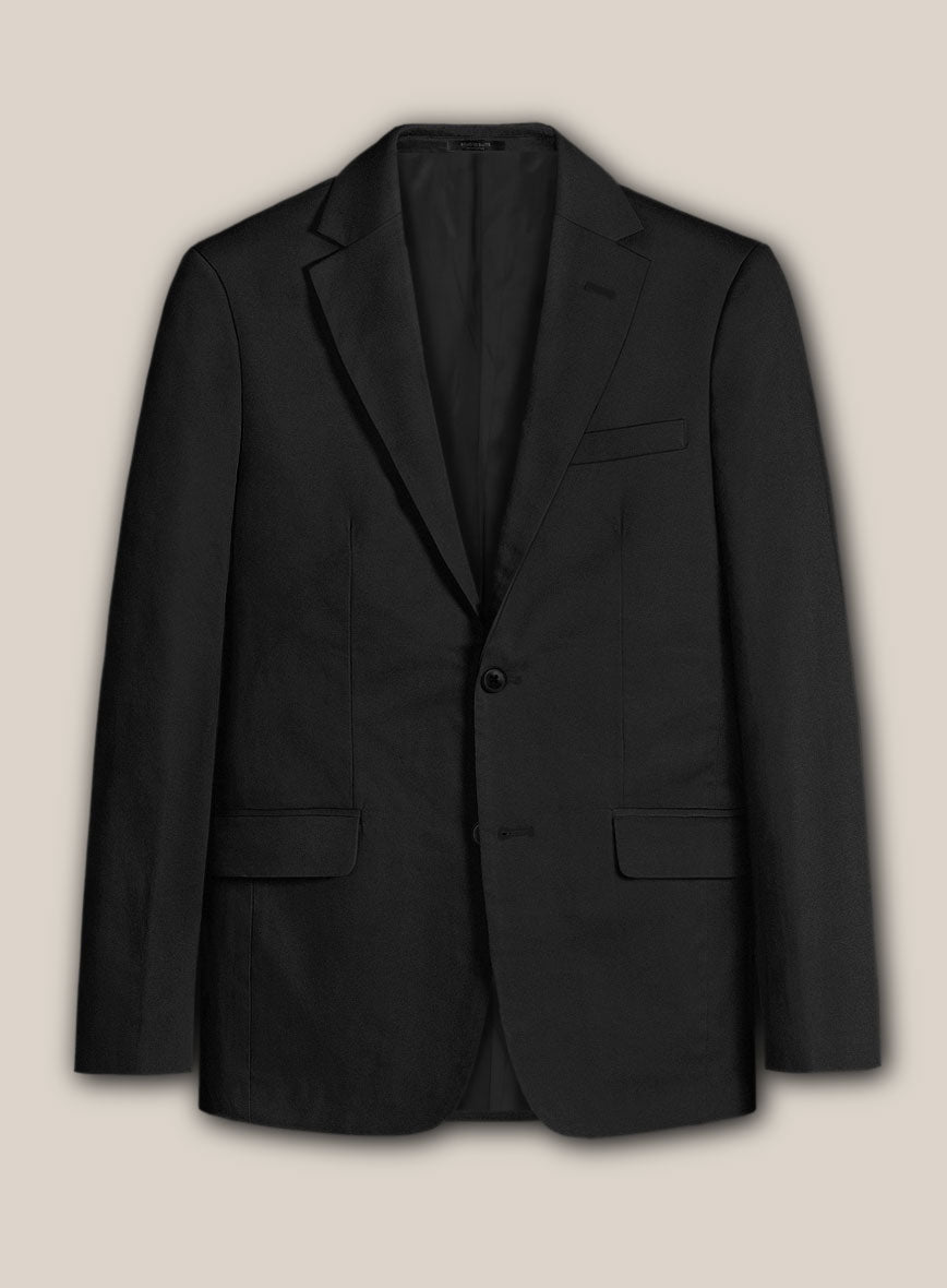 Scabal Black Cotton Stretch Suit - StudioSuits