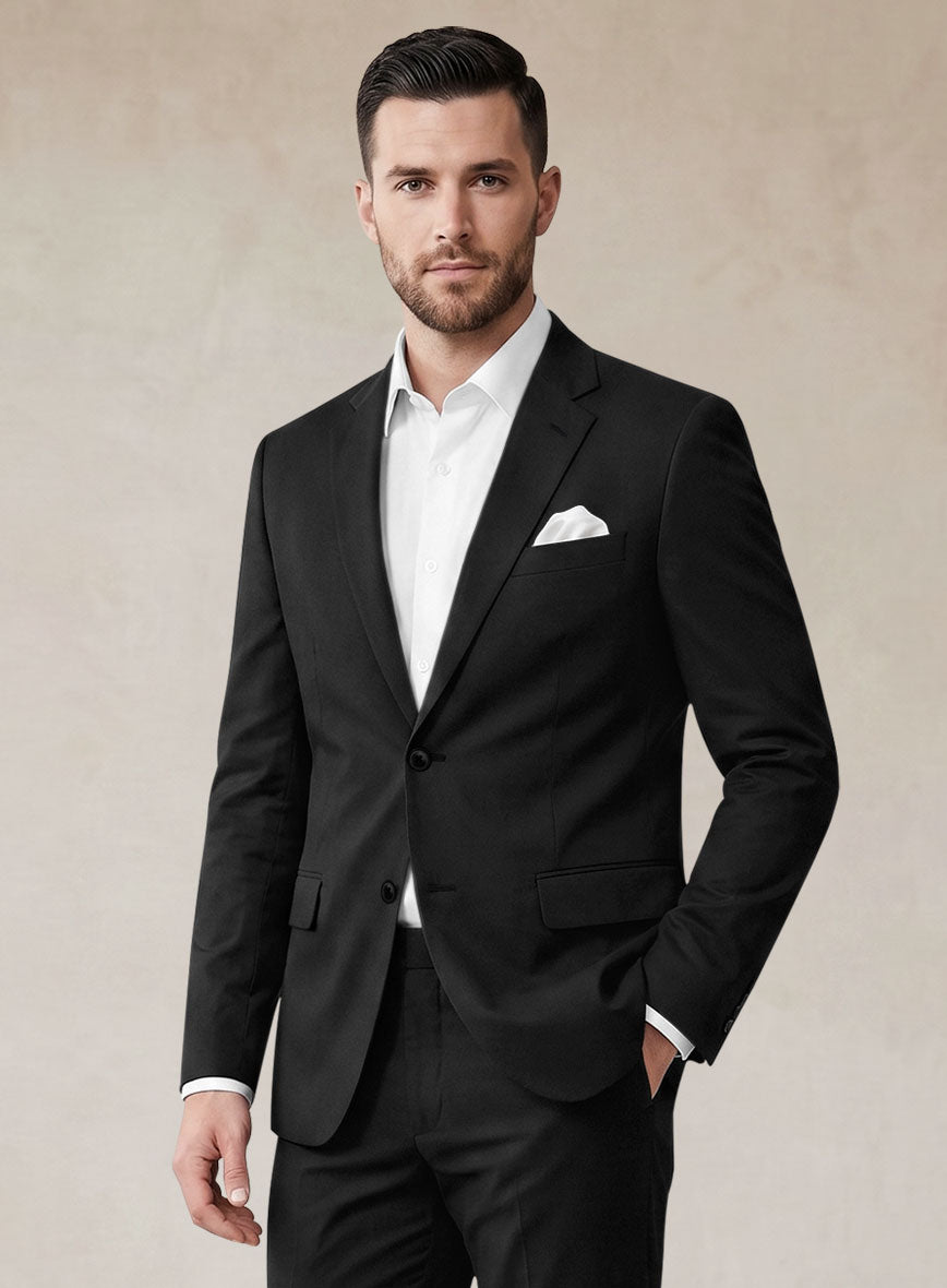 Scabal Black Cotton Stretch Suit - StudioSuits