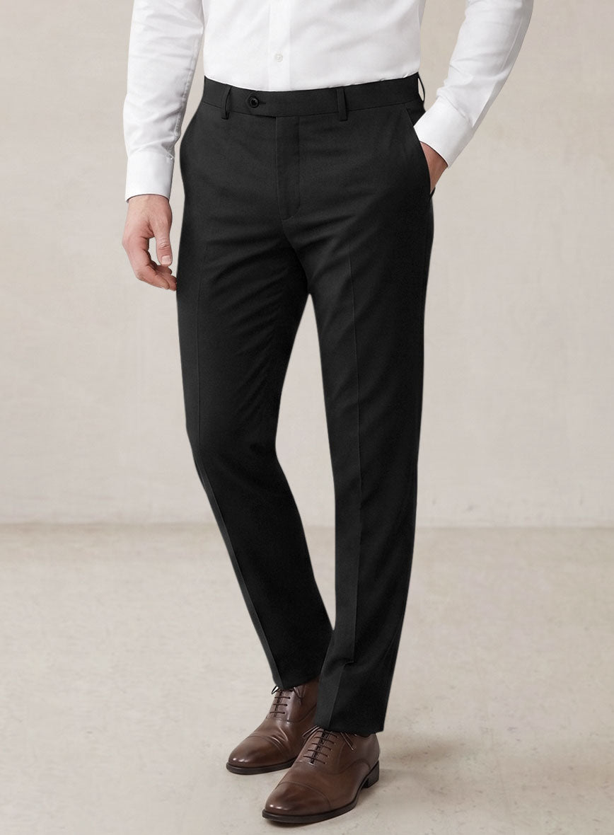 Scabal Black Cotton Stretch Suit - StudioSuits