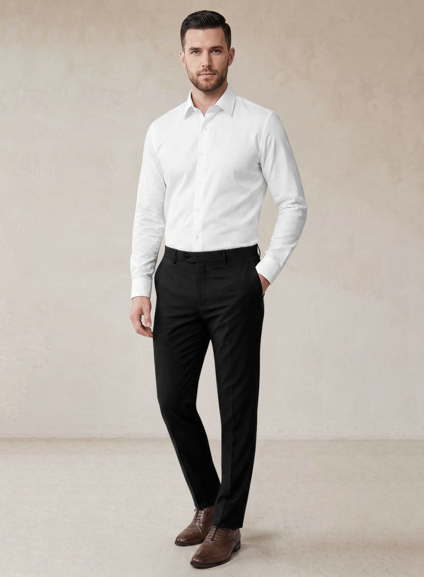 Scabal Black Cotton Stretch Suit - StudioSuits