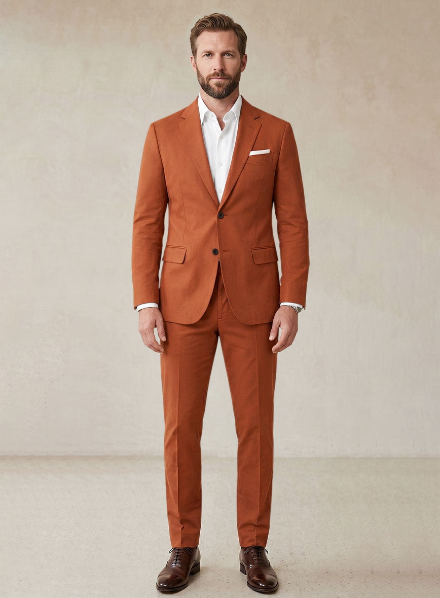 Scabal Burnt Orange Cashmere Cotton Suit - StudioSuits