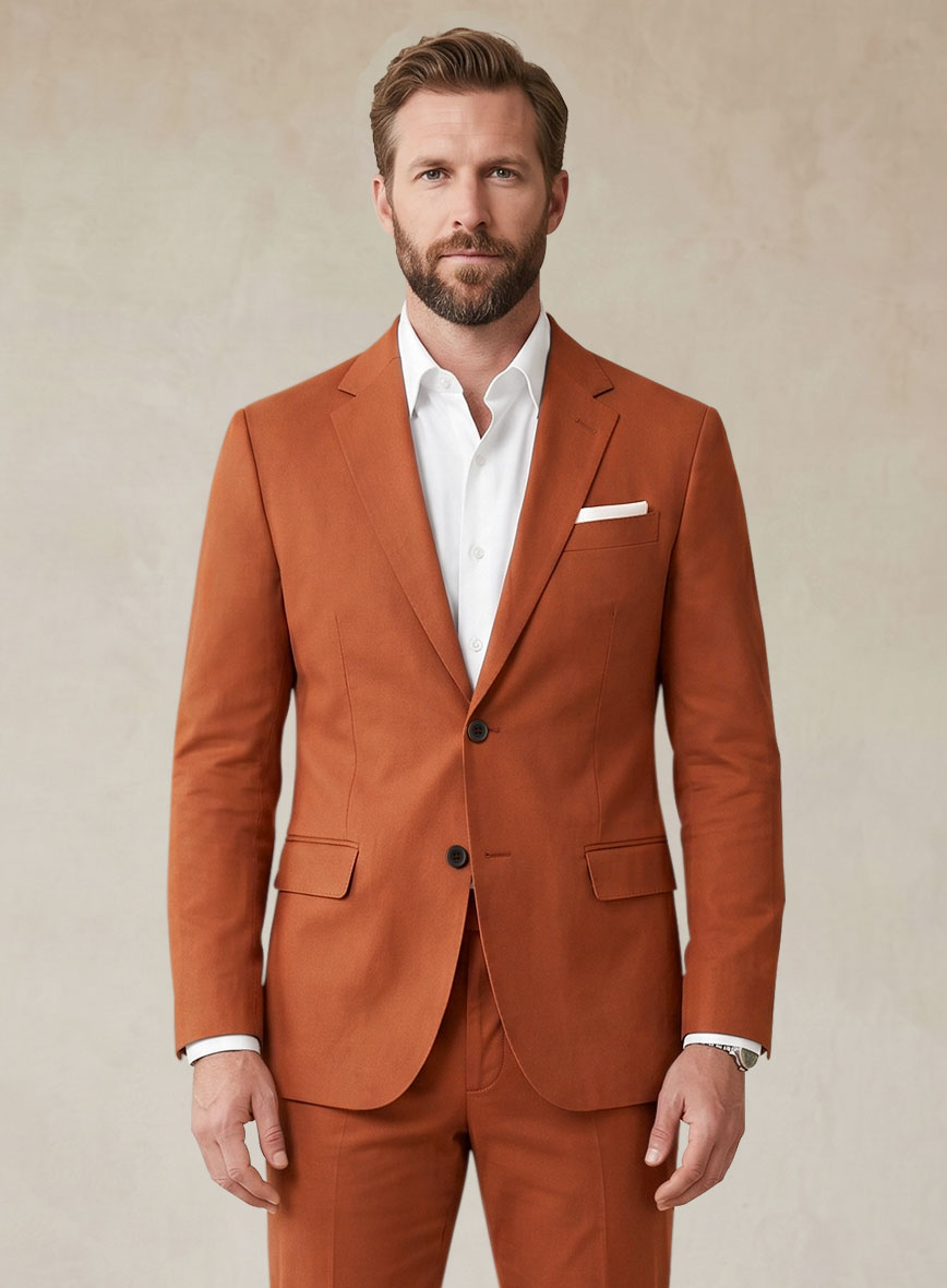 Scabal Burnt Orange Cashmere Cotton Suit - StudioSuits