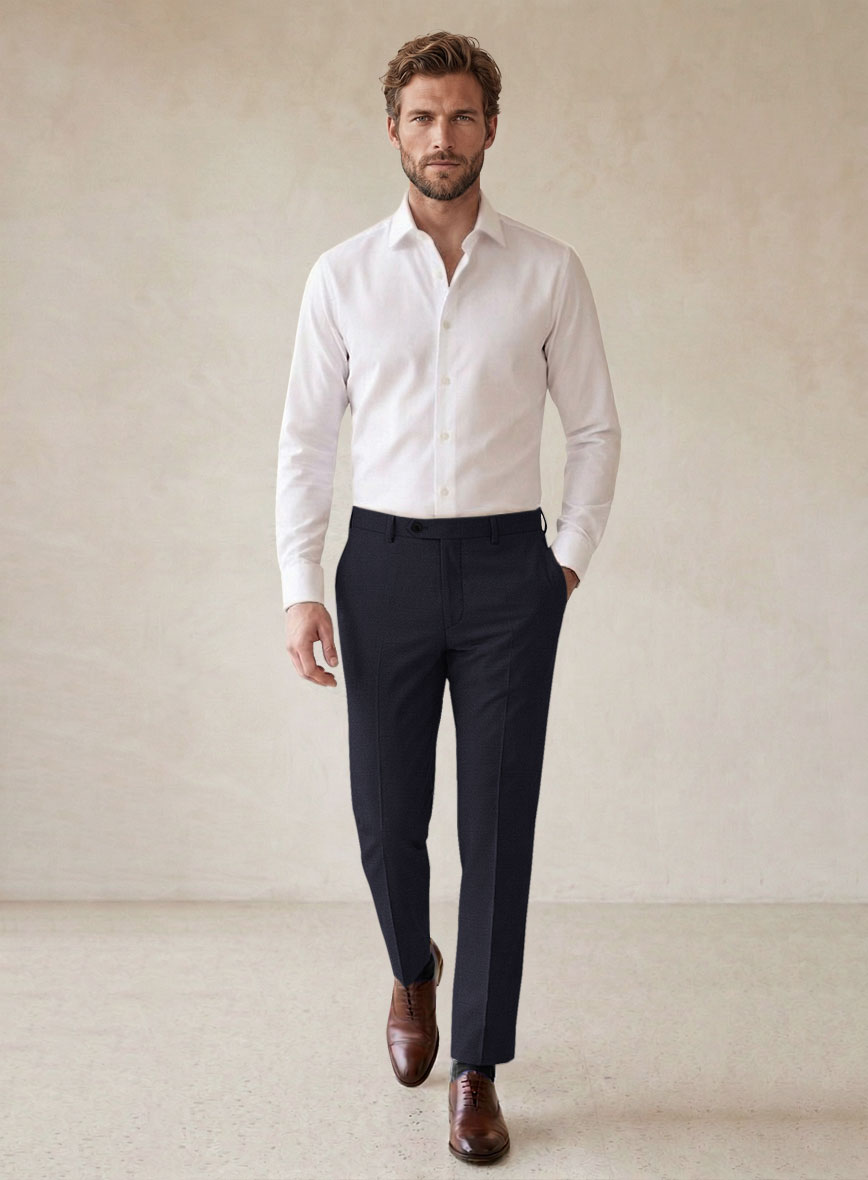 Scabal Ceslas Midnight Blue Wool Pants - StudioSuits