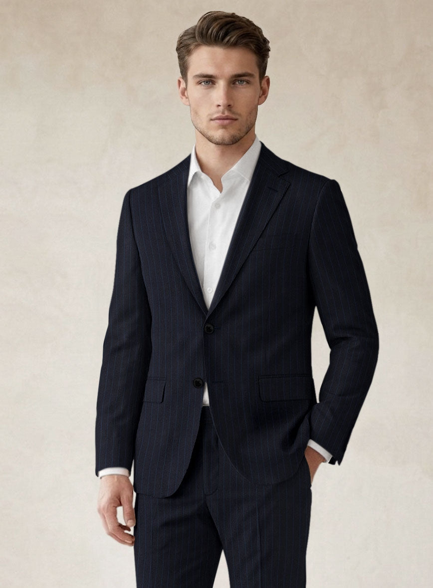 Scabal Ciaz Stripe Blue Wool Jacket - StudioSuits