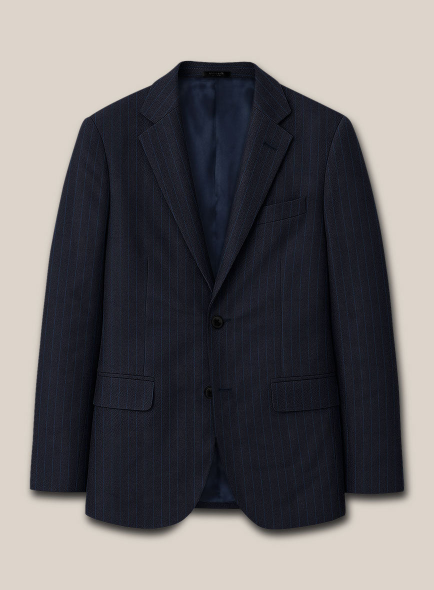 Scabal Ciaz Stripe Blue Wool Jacket - StudioSuits