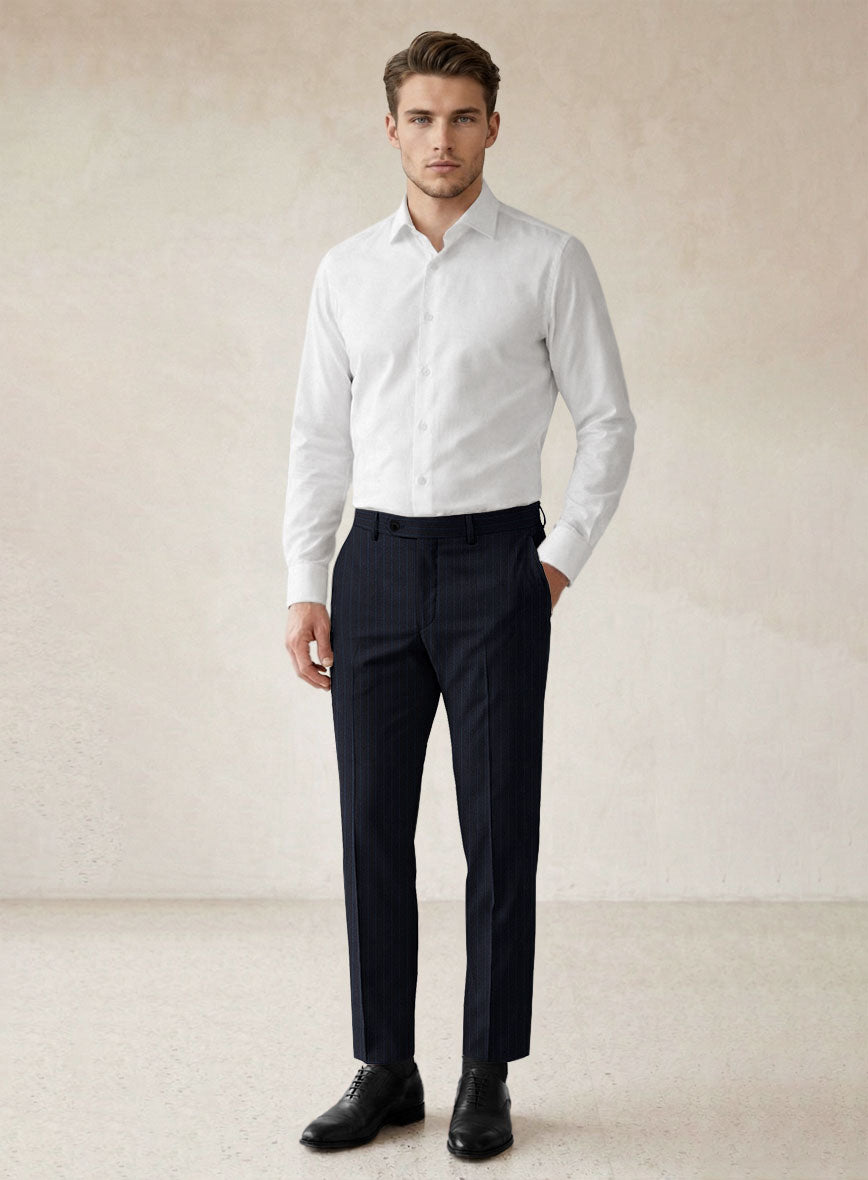 Scabal Ciaz Stripe Blue Wool Suit - StudioSuits