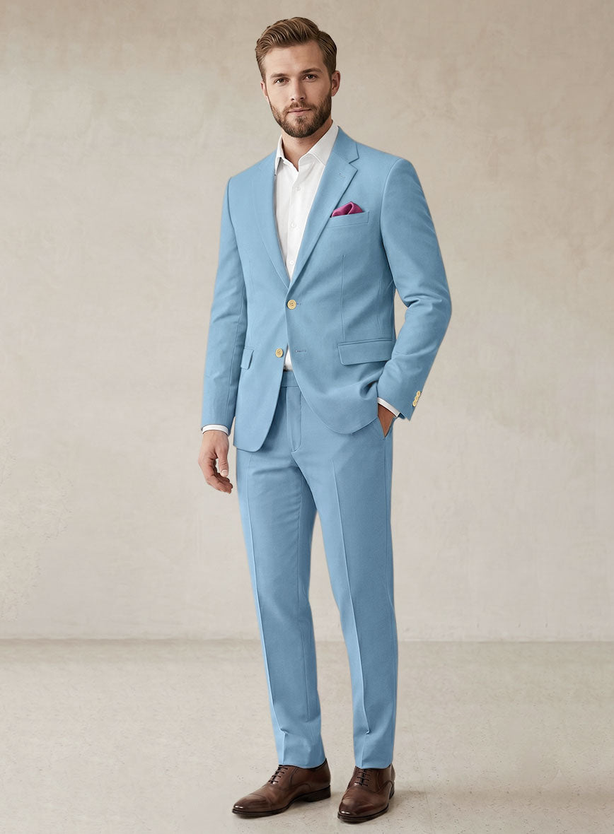 Scabal Cornflower Blue Cashmere Cotton Suit - StudioSuits