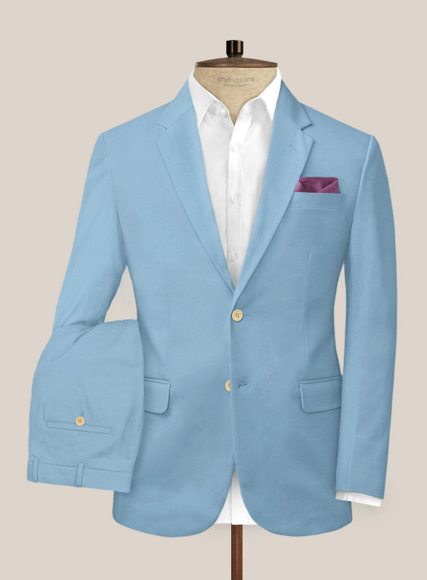 Scabal Cornflower Blue Cashmere Cotton Suit - StudioSuits