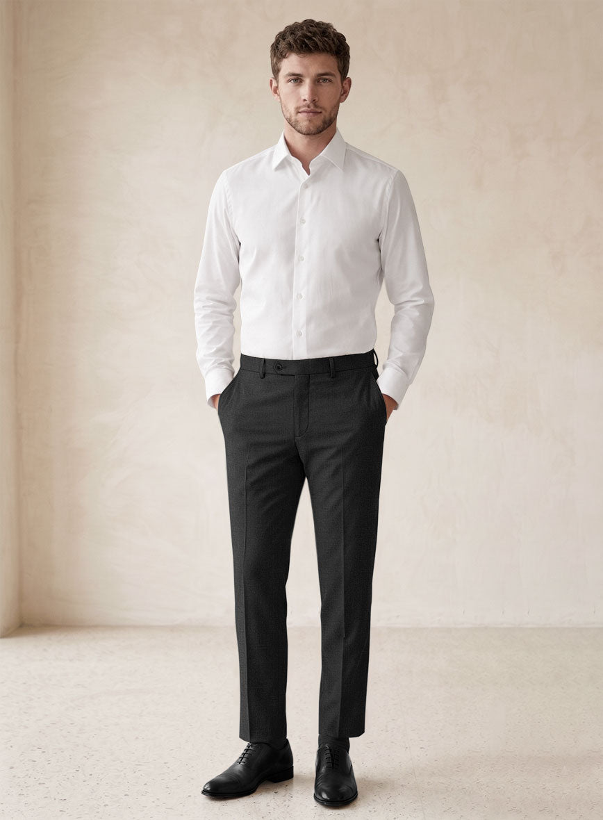 Scabal Cosmopolitan Charcoal Wool Pants - StudioSuits
