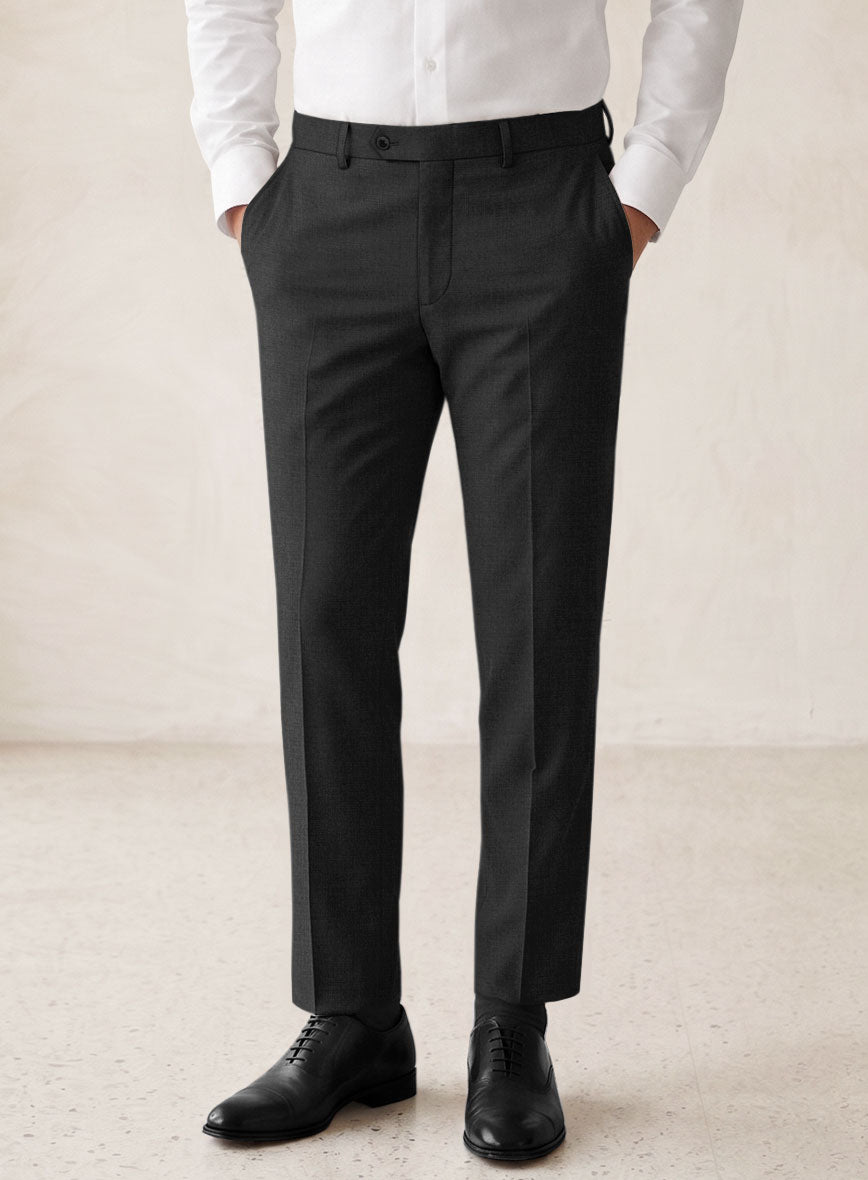 Scabal Cosmopolitan Charcoal Wool Pants - StudioSuits