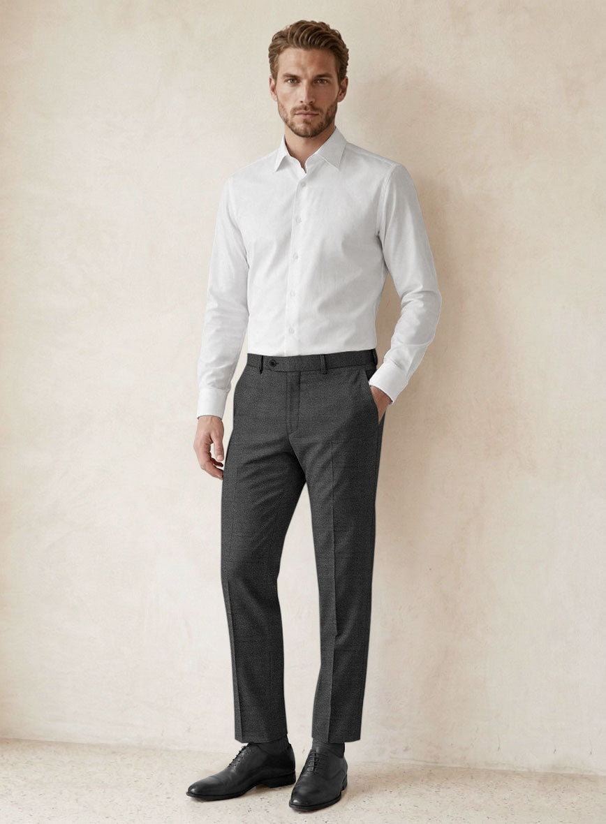 Scabal Cosmopolitan Dark Gray Wool Pants - StudioSuits