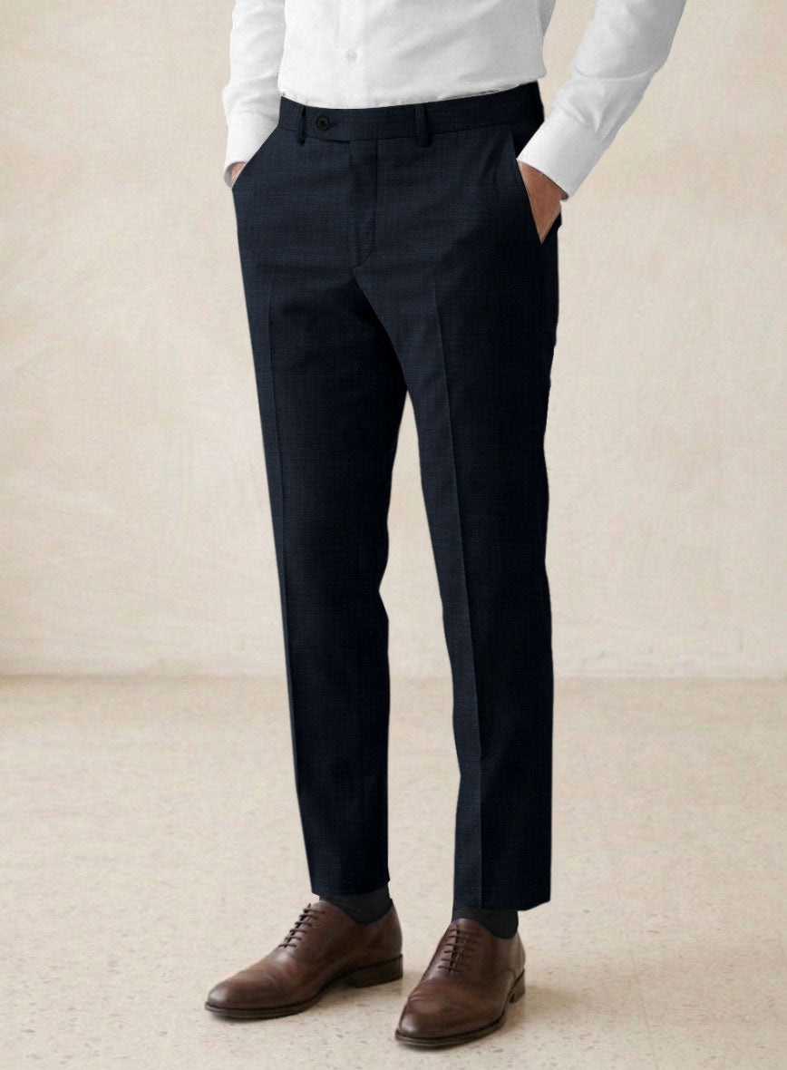 Scabal Cosmopolitan Nailhead Dark Blue Wool Pants - StudioSuits