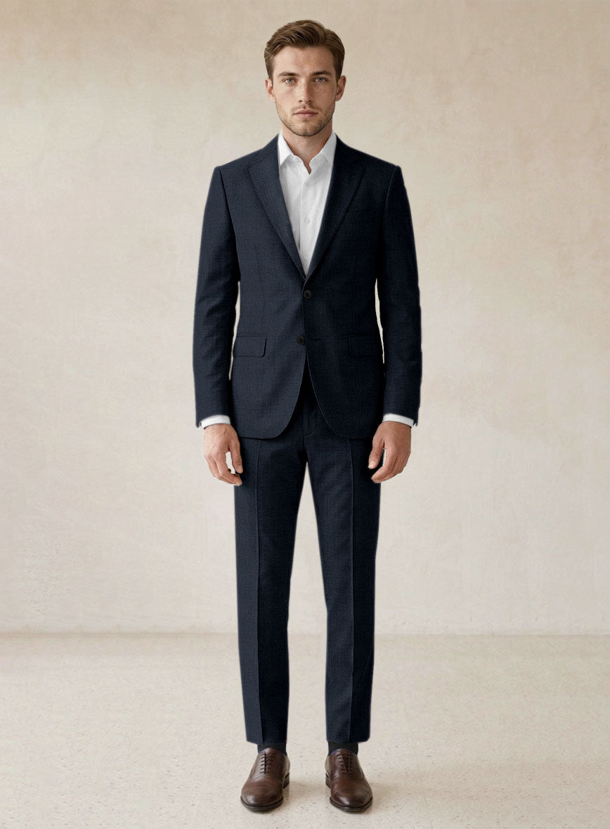Scabal Cosmopolitan Nailhead Dark Blue Wool Suit - StudioSuits