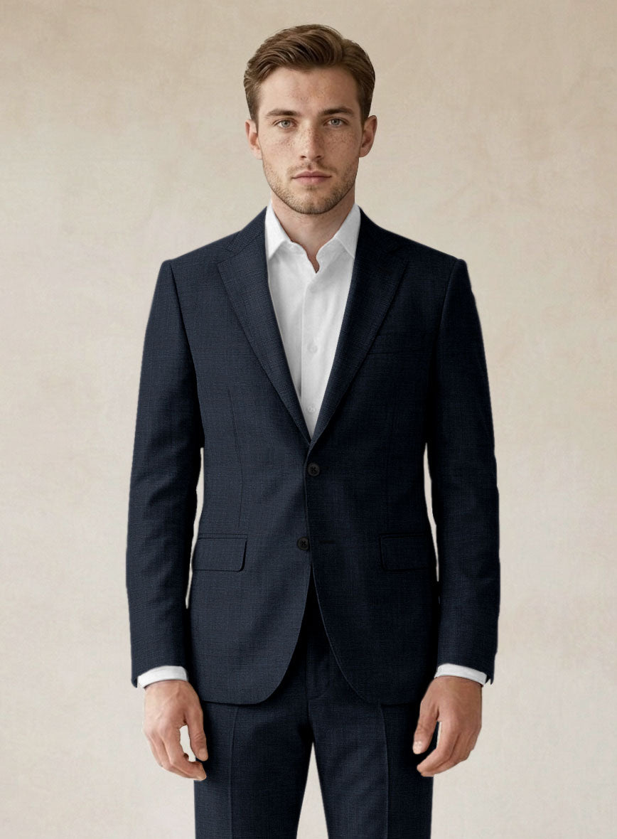 Scabal Cosmopolitan Nailhead Dark Blue Wool Suit - StudioSuits