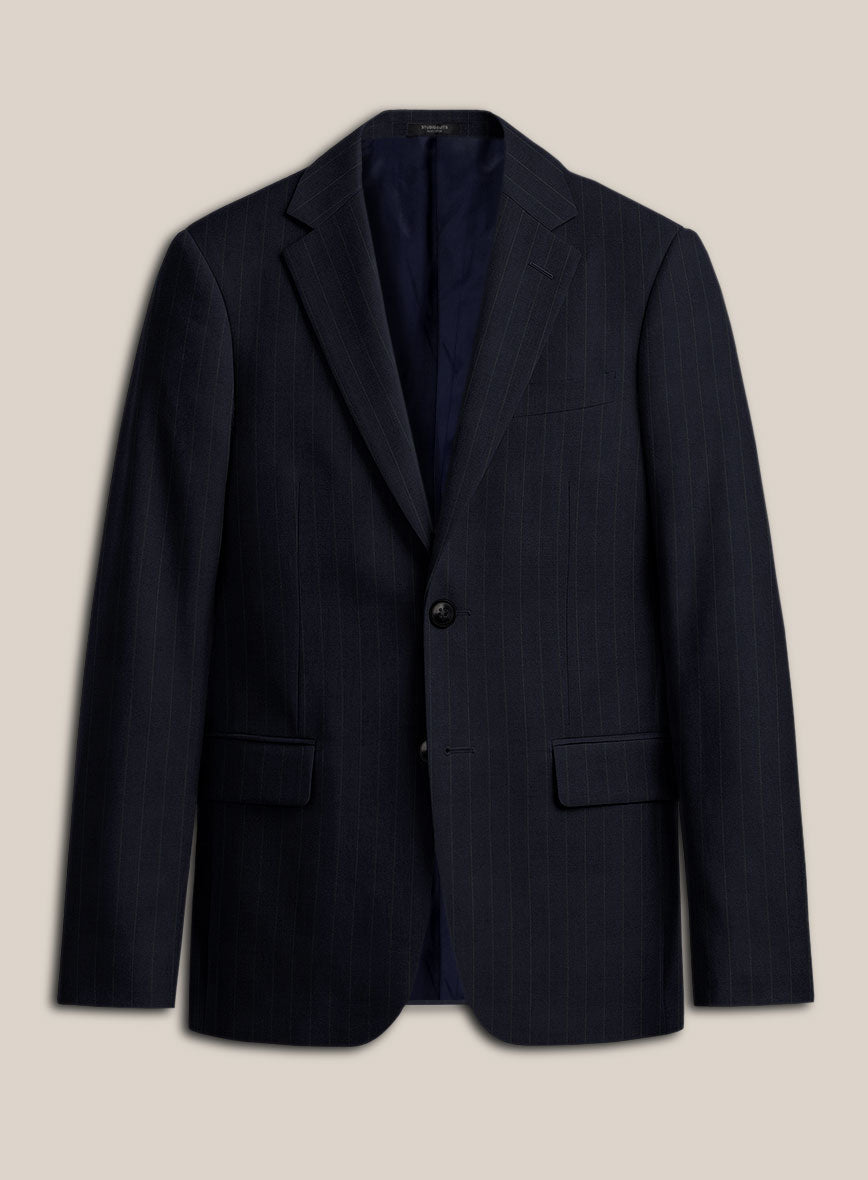 Scabal Cosmopolitan Stripe Blue Wool Jacket - StudioSuits
