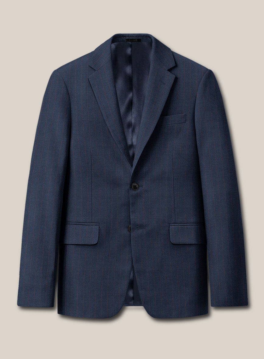 Scabal Cosmopolitan Stripe Denim Blue Wool Jacket - StudioSuits