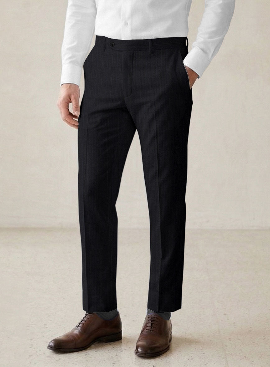 Scabal Cosmopolitan Stripe Gosti Blue Wool Pants - StudioSuits