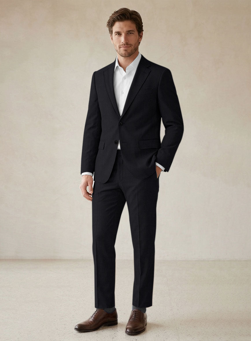 Scabal Cosmopolitan Stripe Gosti Blue Wool Suit - StudioSuits