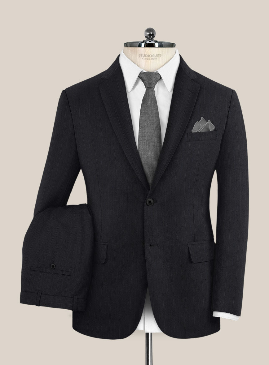 Scabal Cosmopolitan Stripe Gosti Blue Wool Suit - StudioSuits