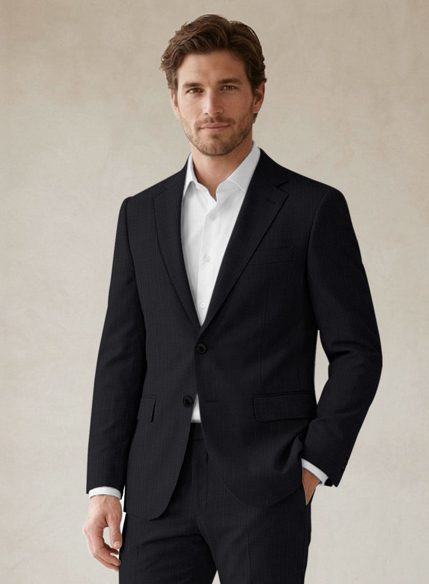 Scabal Cosmopolitan Stripe Gosti Blue Wool Suit - StudioSuits