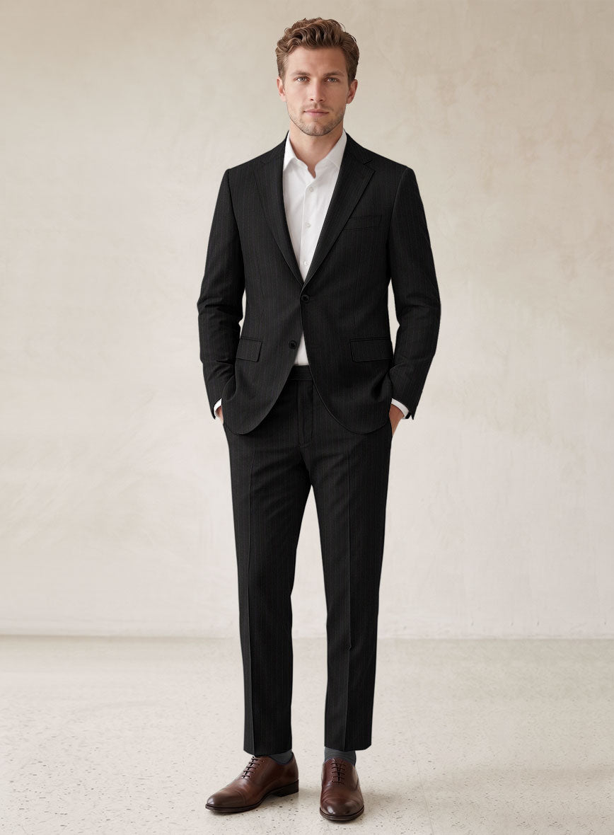 Scabal Cosmopolitan Stripe Iriya Black Wool Suit - StudioSuits