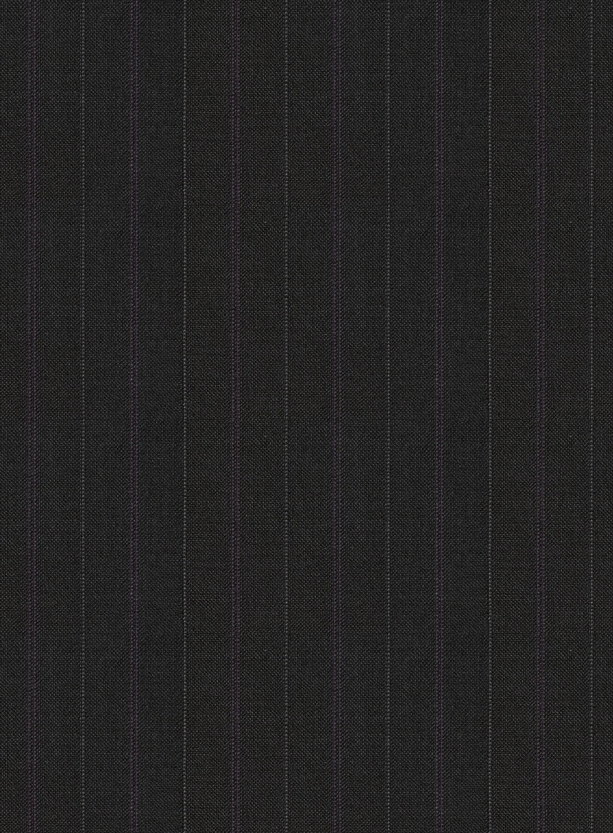 Scabal Cosmopolitan Stripe Iriya Black Wool Pants - StudioSuits